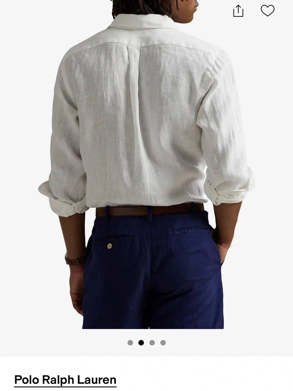 Polo by Ralph Lauren White Linen Button-Down Shirt with Navy Pony - Picture 3 of 3